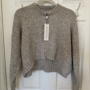 SNDYS Cropped Women's Late Lunch Sweater in Stone - NWT